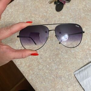 Quay Australia Black Aviator Sunglasses with Gradient Lenses